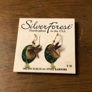 Silver Forest dragonfly earrings